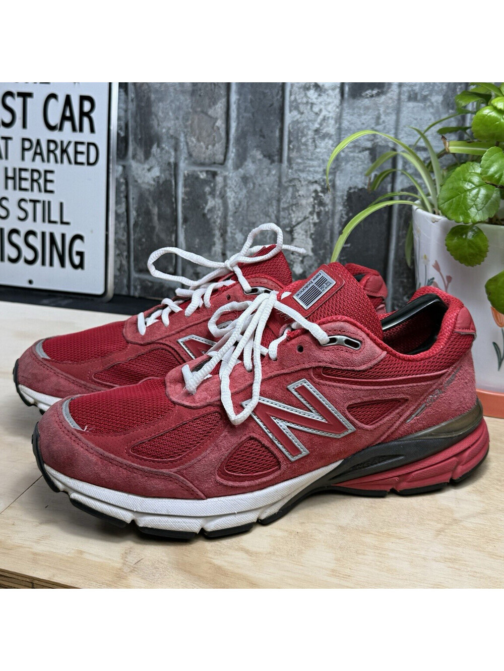 New Balance 990v4 Made in USA Men's Red/Grey/White Low Top Lace-Up M990RD4